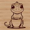 A small green lizard sitting on a branch, suitable for vector art designs.