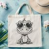Fun T-Rex Alternative Wearing Shades A colorful lizard character wearing trendy sunglasses in a cartoon style.