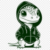 Green Desert Lizard Illustration A green reptile lizard in a desert habitat.