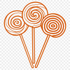 An isolated vector graphic of a single lollipop with bold stripes and a rounded tip.