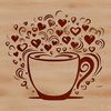 A stylized cup design with love hearts surrounding it, suitable for various digital and offline uses.