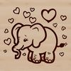 Adorable Elephant Silhouette with Heart Decoration A cute standing elephant illustration with hearts.