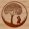 Intertwined Branches Illustration An illustrated tree with intertwined branches representing lovers, suitable for wedding decorations or Valentine's Day theme.