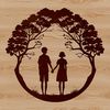 Symbolic Lovers Tree Illustration Vector illustration of a tree with intertwined branches forming a heart shape, symbolizing love.