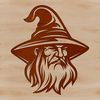 Medieval Wizard Portrait A medieval-style wizard with a long white beard and pointed hat, surrounded by mystical elements.