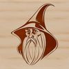 Fantasy Character Silhouette A stylized illustration of a wizard's head, suitable for vector design projects.