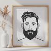 Male Figure Illustration in SVG Format A detailed illustration of a bearded male figure, created as a vector graphic using SVG technology.