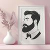 Hand-drawn Bearded Male Figure A realistic illustration of a bearded male figure, suitable for digital design projects.