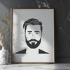 Facial Hair Vector Character A male figure with facial hair, suitable for vector art and design projects.