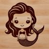 Mythical Underwater Siren Illustration Illustration of a mermaid designed with precision graphics.
