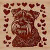 SVG Clip Art Dog Head Design A close-up illustration of a miniature schnauzer's head with intricate details and ornate design elements.