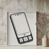 A digital illustration of a modern mobile phone with sleek design elements.