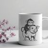 Monkey Pig Vector Graphic Design An illustration of a monkey and pig combined, vector graphic design suitable for digital cutting machines like Cricut.