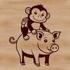 Adorable Cartoon Monkey Pig Design A digital illustration of a monkey-pig hybrid in a vector format.