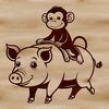 Cute Mammal Mashup SVG Illustration A monkey with pig features, designed as vector art for various uses.