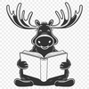 Wild Antlers Reading in the Woods A large, wild animal with antlers reading a book in a forest setting.