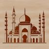 Mosque Illustration in Vector Format A stylized illustration of a mosque's architecture with intricate details.