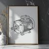 Modern Motor Design Vector Art A detailed illustration of a modern electric motor, suitable for vector art design.