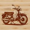 Vector graphic representation of a motorbike in various design styles.