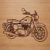 Vector Motorcycle Artwork A detailed illustration of a motorbike with sleek lines and bold design elements.