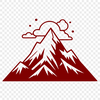 Layered Terrain SVG Design A vector graphic representation of a mountain silhouette with layered terrain and scenic details.