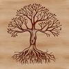 A stylized illustration of a tree, suitable for vector art and design projects.