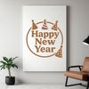A stylized illustration of the New Year's concept with a clean and simple design.