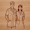 White Coat Icon SVG Design A female nurse wearing a white uniform and hat, with a stethoscope around her neck.