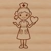 Heart Symbol Nurse Clip Art Design Female nurse with heart symbols, ideal for vector designs and cutting machine projects.