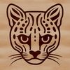 Ocelot Face Artwork SVG File A close-up illustration of an ocelot's head, showcasing its distinctive markings and facial features.