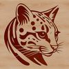 An SVG vector design featuring a portrait of a big cat, specifically an ocelot, suitable for various digital applications.