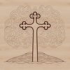 Stylized Crucifix SVG Design A stylized crucifix with ornate details, suitable for various design applications.