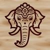 Large mammal with a curved head and tusks, part of a safari animal collection.