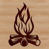 Flickering Campfire Glow An illustration of a camp fire with flames, perfect for outdoor enthusiasts and designers needing vector art.
