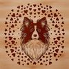 A high-quality vector illustration of a Shetland sheepdog's head, suitable for digital designs.