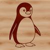 Penguin Illustration in Outline Style Black and white outline design of a bird with distinctive features of a penguin.
