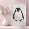 A digital representation of a penguin as a cuttable clip art design.