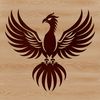 Mythical Bird Design in Stylized SVG Format A mythical bird of fire, depicted in a stylized design suitable for digital crafting.