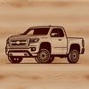 Free Illustration of a Pickup Truck A detailed illustration of a pickup truck with wheels and a flatbed.