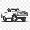Free SVG Vehicle Graphics Design A simple illustration of a pickup truck designed as a vector graphic.
