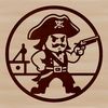 Pirate character silhouette in vector format for digital cutting and crafting projects.