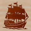 A vector illustration of a pirate in front of a ship, suitable for cutting machines like Cricut or laser cutting.