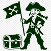 An SVG graphic of a swashbuckling pirate character for cutting and engraving projects.