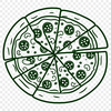 A digital illustration of a classic margherita-style pizza, perfect for graphic design and vector art projects.