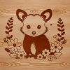 A simple illustration of a possum in a natural setting surrounded by floral elements.