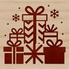 An outline-style graphic representation of a Christmas present, suitable for use as a cutting file or stencil design.