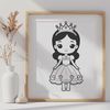 A young female character in royal attire, designed as a vector graphic for digital and print use.