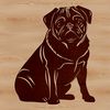 Cute Pug Illustration SVG A simple line art illustration of a sitting pug dog