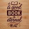 A vector graphic of a reader surrounded by thought-provoking quotes on various books.