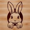 Cartoon Rabbit Silhouette Vector A cartoon rabbit's head peeking out from behind a floral pattern, suitable for Easter-themed designs.
